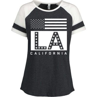 American LA California State Flag Enza Ladies Jersey Colorblock Tee