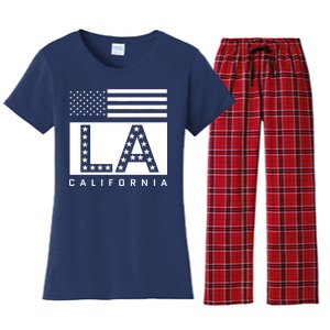 American LA California State Flag Women's Flannel Pajama Set