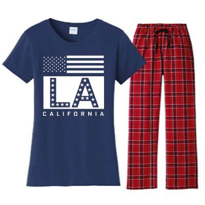 American LA California State Flag Women's Flannel Pajama Set