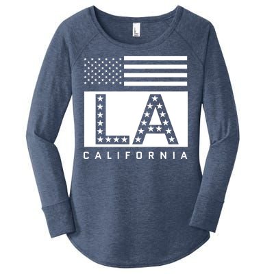 American LA California State Flag Women's Perfect Tri Tunic Long Sleeve Shirt