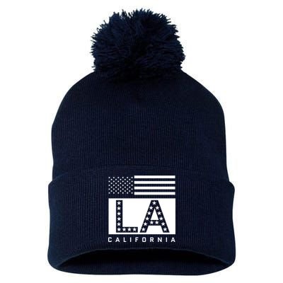 American LA California State Flag Pom Pom 12in Knit Beanie