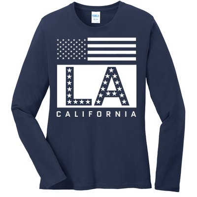 American LA California State Flag Ladies Long Sleeve Shirt