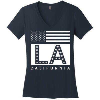 American LA California State Flag Women's V-Neck T-Shirt