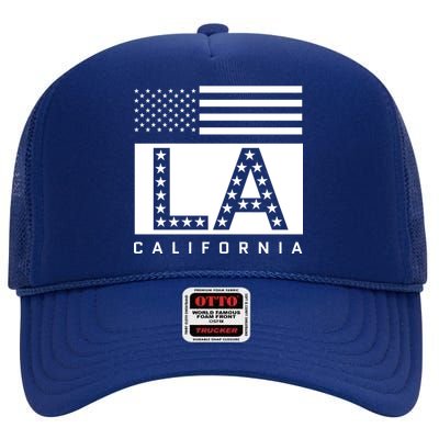 American LA California State Flag High Crown Mesh Back Trucker Hat