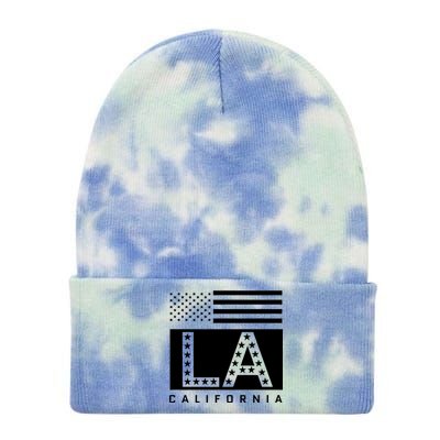 American LA California State Flag Tie Dye 12in Knit Beanie