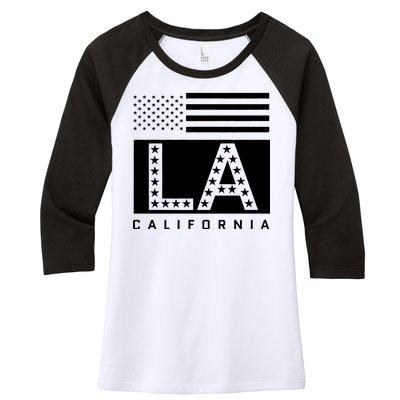 American LA California State Flag Women's Tri-Blend 3/4-Sleeve Raglan Shirt