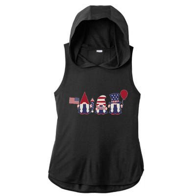 American Lawn Gnomes USA Go America Ladies PosiCharge Tri-Blend Wicking Draft Hoodie Tank