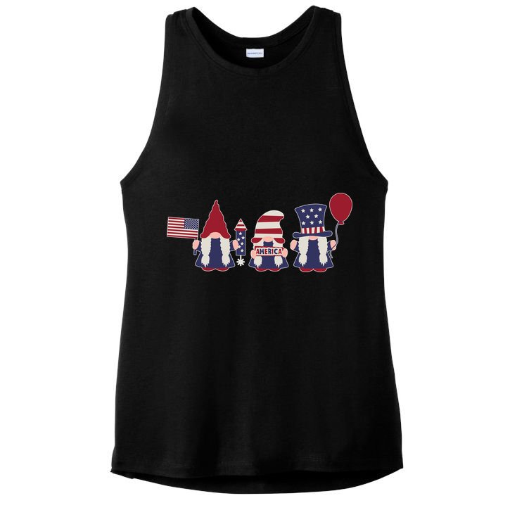 American Lawn Gnomes USA Go America Ladies PosiCharge Tri-Blend Wicking Tank