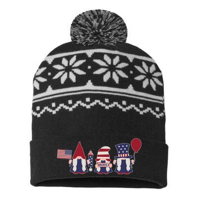 American Lawn Gnomes USA Go America USA-Made Snowflake Beanie