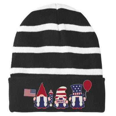 American Lawn Gnomes USA Go America Striped Beanie with Solid Band