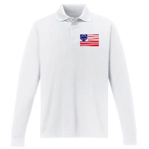 American League Baseball Flag Performance Long Sleeve Polo