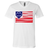 American League Baseball Flag V-Neck T-Shirt