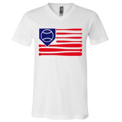 American League Baseball Flag V-Neck T-Shirt