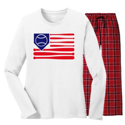 American League Baseball Flag Women's Long Sleeve Flannel Pajama Set 