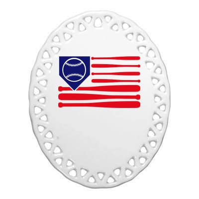 American League Baseball Flag Ceramic Oval Ornament