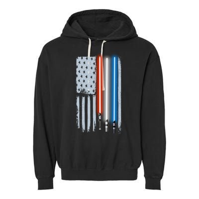 American Lightsaber Flag Garment-Dyed Fleece Hoodie