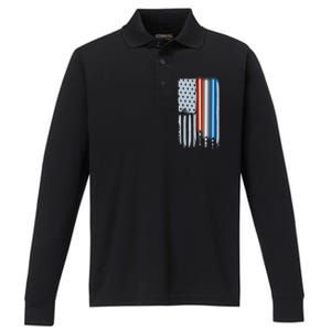 American Lightsaber Flag Performance Long Sleeve Polo