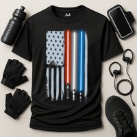 American Lightsaber Flag Cooling Performance Crew T-Shirt