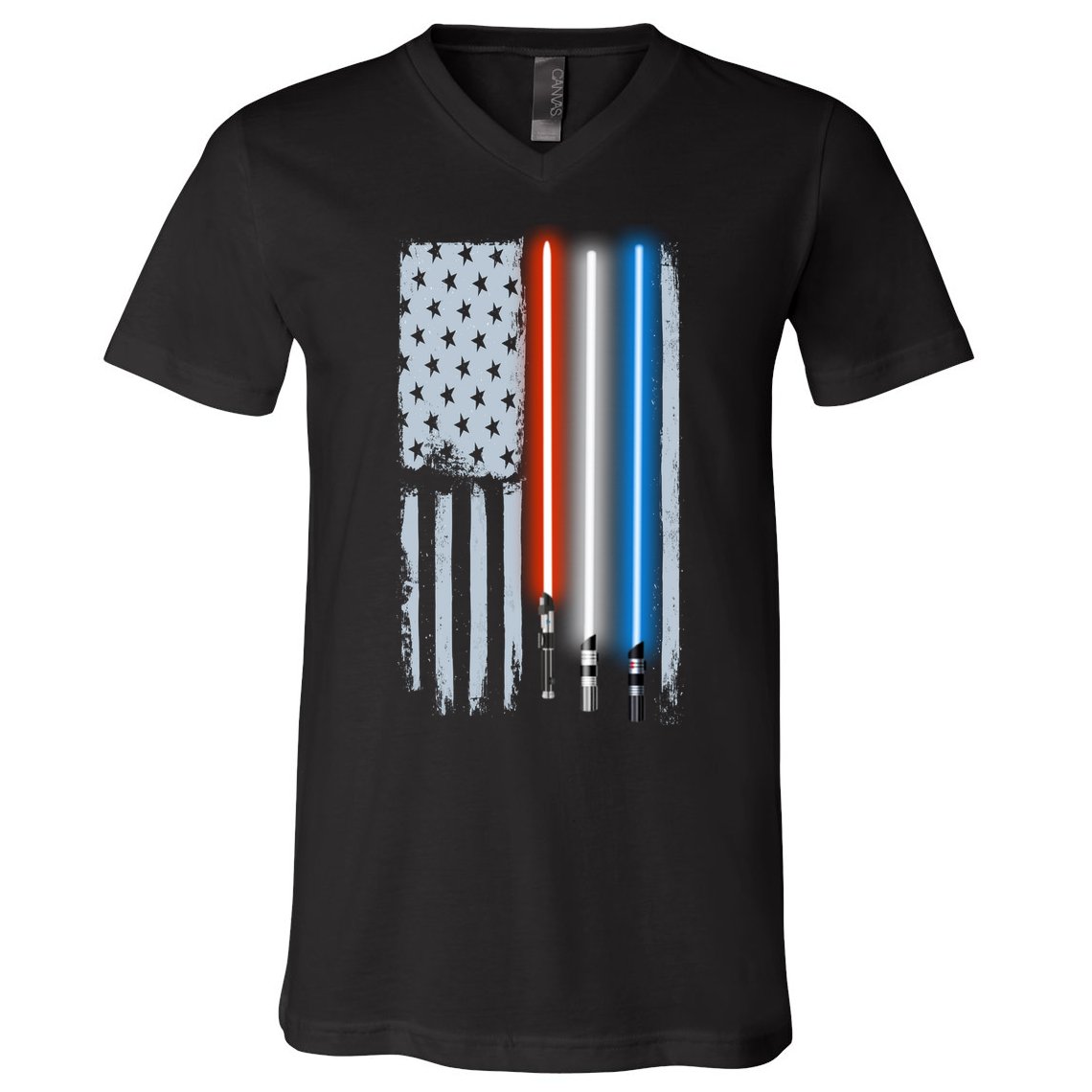 American Lightsaber Flag V-Neck T-Shirt