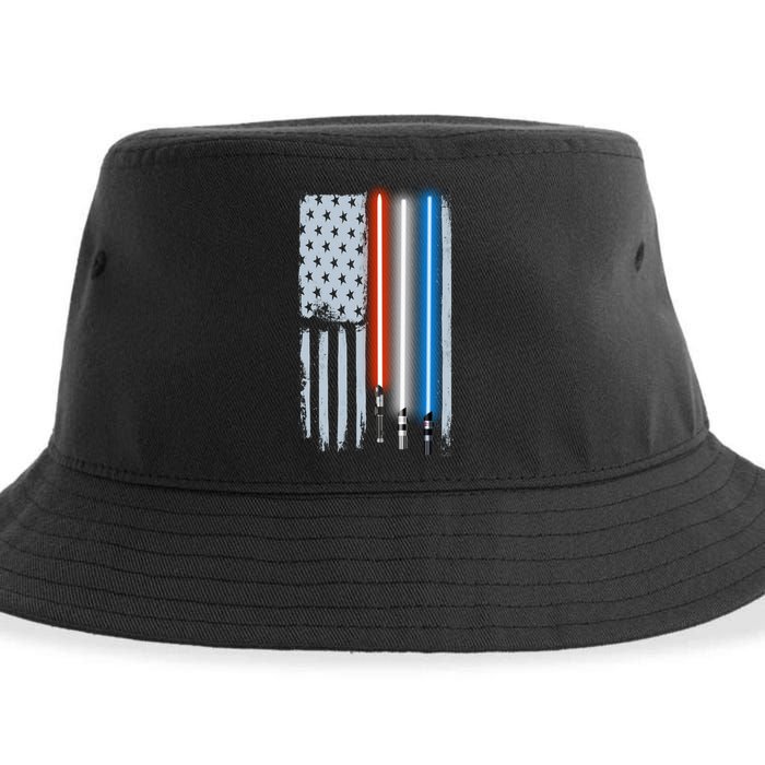 American Lightsaber Flag Sustainable Bucket Hat
