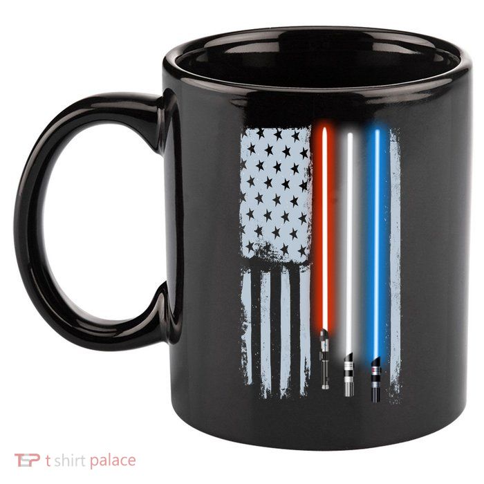 American Lightsaber Flag 11oz C Handle Ceramic Mug