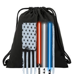 American Lightsaber Flag Drawstring Bag