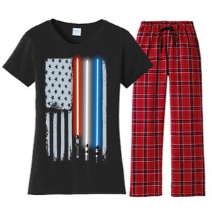 American Lightsaber Flag Women's Flannel Pajama Set