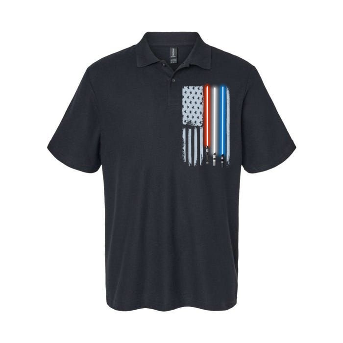 American Lightsaber Flag Softstyle Adult Sport Polo