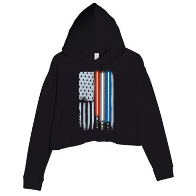 American Lightsaber Flag Crop Fleece Hoodie