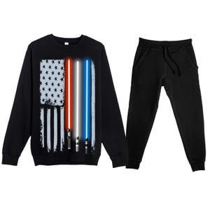 American Lightsaber Flag Premium Crewneck Sweatsuit Set