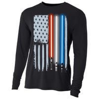 American Lightsaber Flag Cooling Performance Long Sleeve Crew