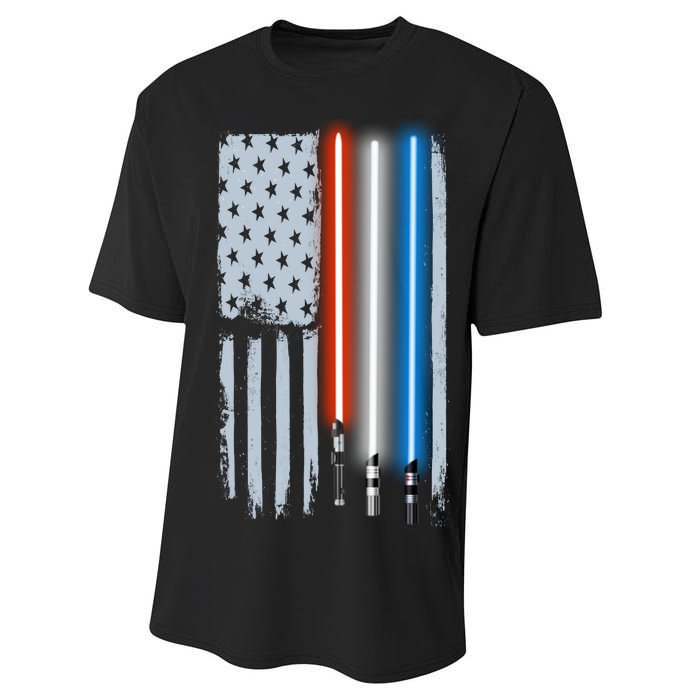 American Lightsaber Flag Performance Sprint T-Shirt