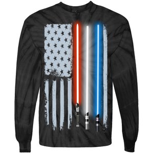 American Lightsaber Flag Tie-Dye Long Sleeve Shirt