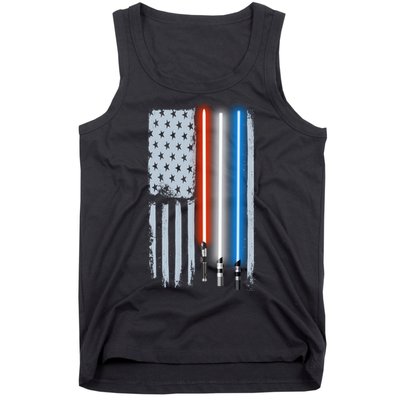American Lightsaber Flag Tank Top