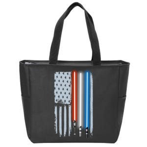 American Lightsaber Flag Zip Tote Bag