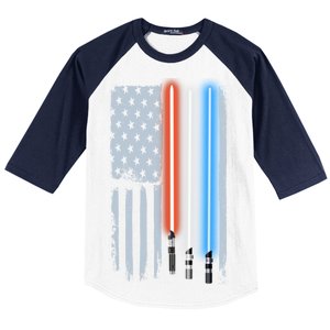 American Lightsaber Flag Baseball Sleeve Shirt