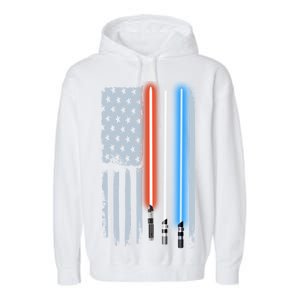 American Lightsaber Flag Garment-Dyed Fleece Hoodie