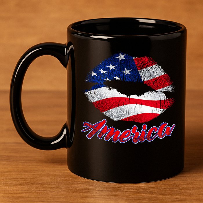 American Lips 11oz C Handle Ceramic Mug
