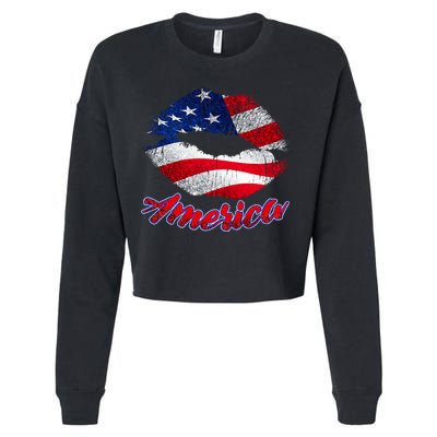 American Lips Cropped Pullover Crew