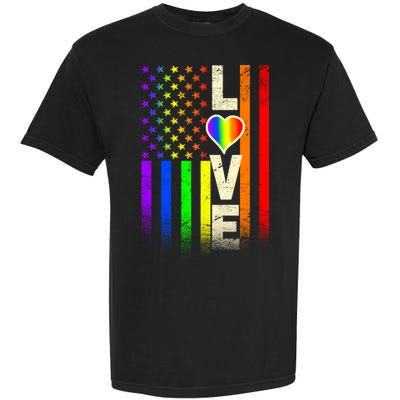 American Love Gay Pride Rainbow Flag Garment-Dyed Heavyweight T-Shirt