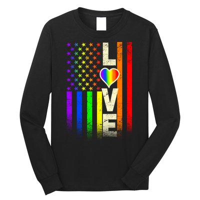 American Love Gay Pride Rainbow Flag Long Sleeve Shirt