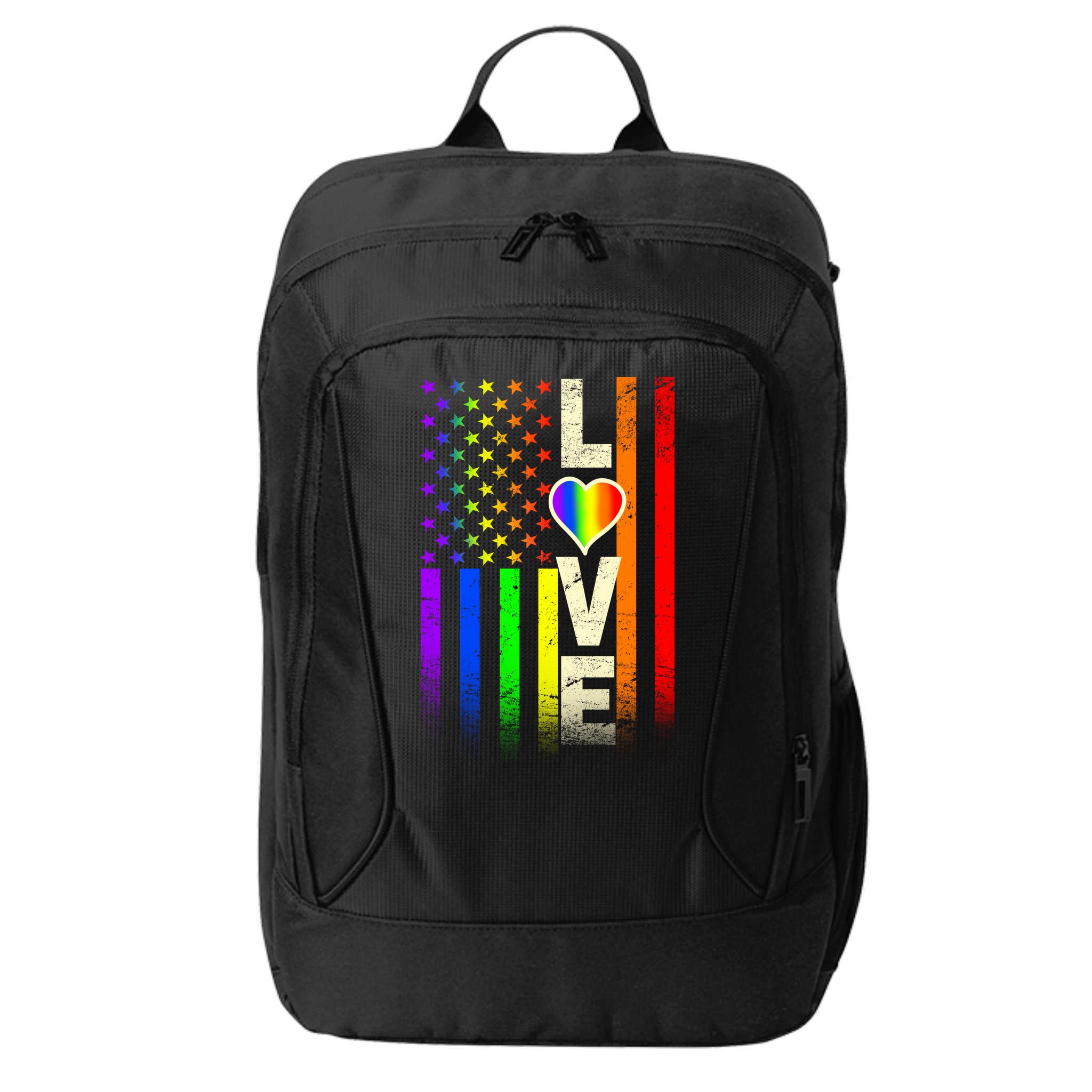 American Love Gay Pride Rainbow Flag City Backpack