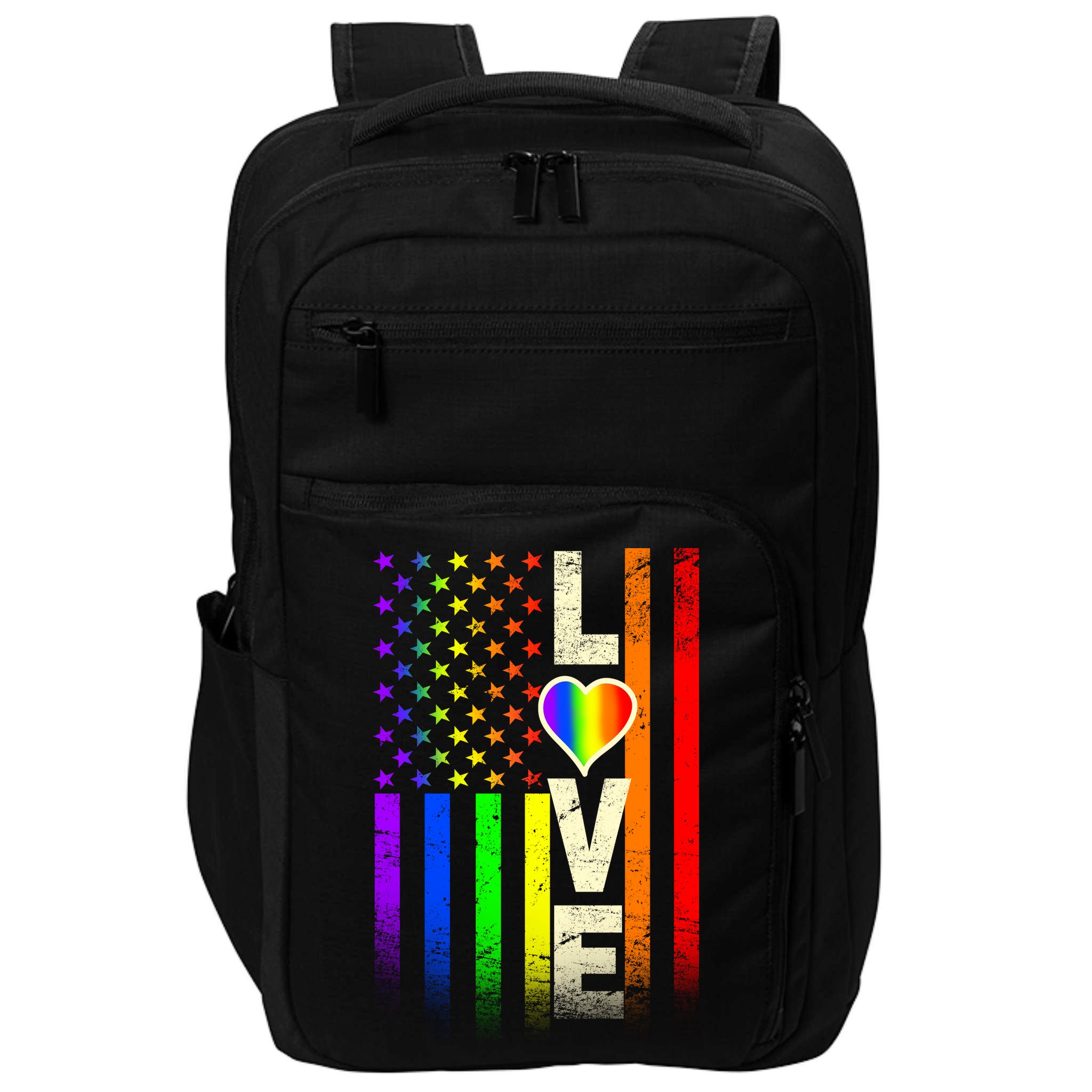 American Love Gay Pride Rainbow Flag Impact Tech Backpack