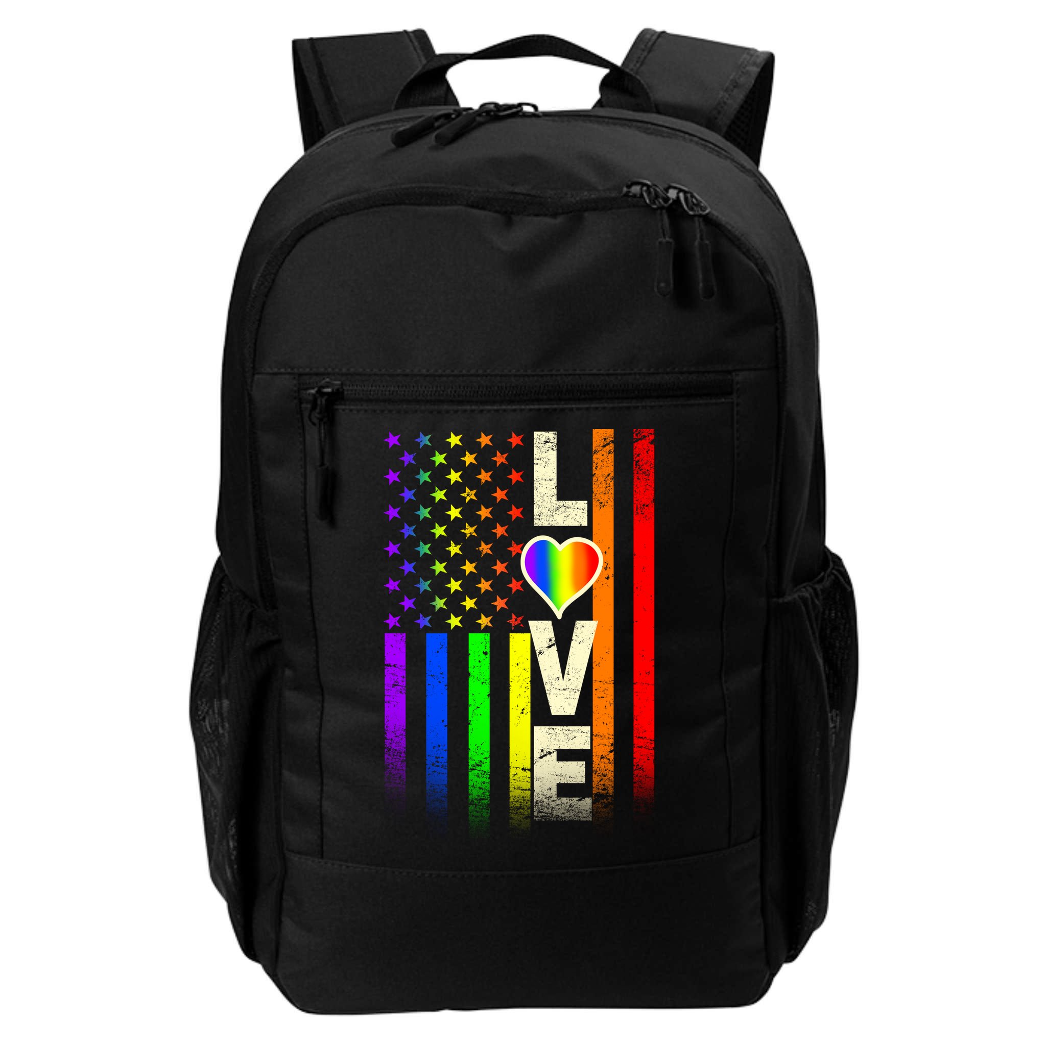 American Love Gay Pride Rainbow Flag Backpack
