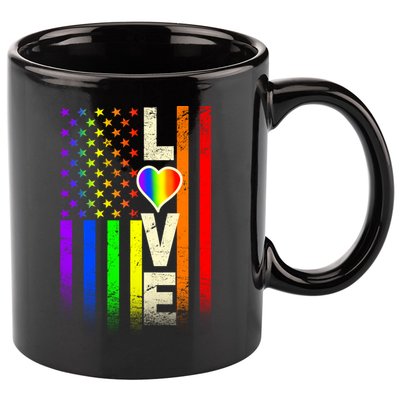 American Love Gay Pride Rainbow Flag 11oz C Handle Ceramic Mug