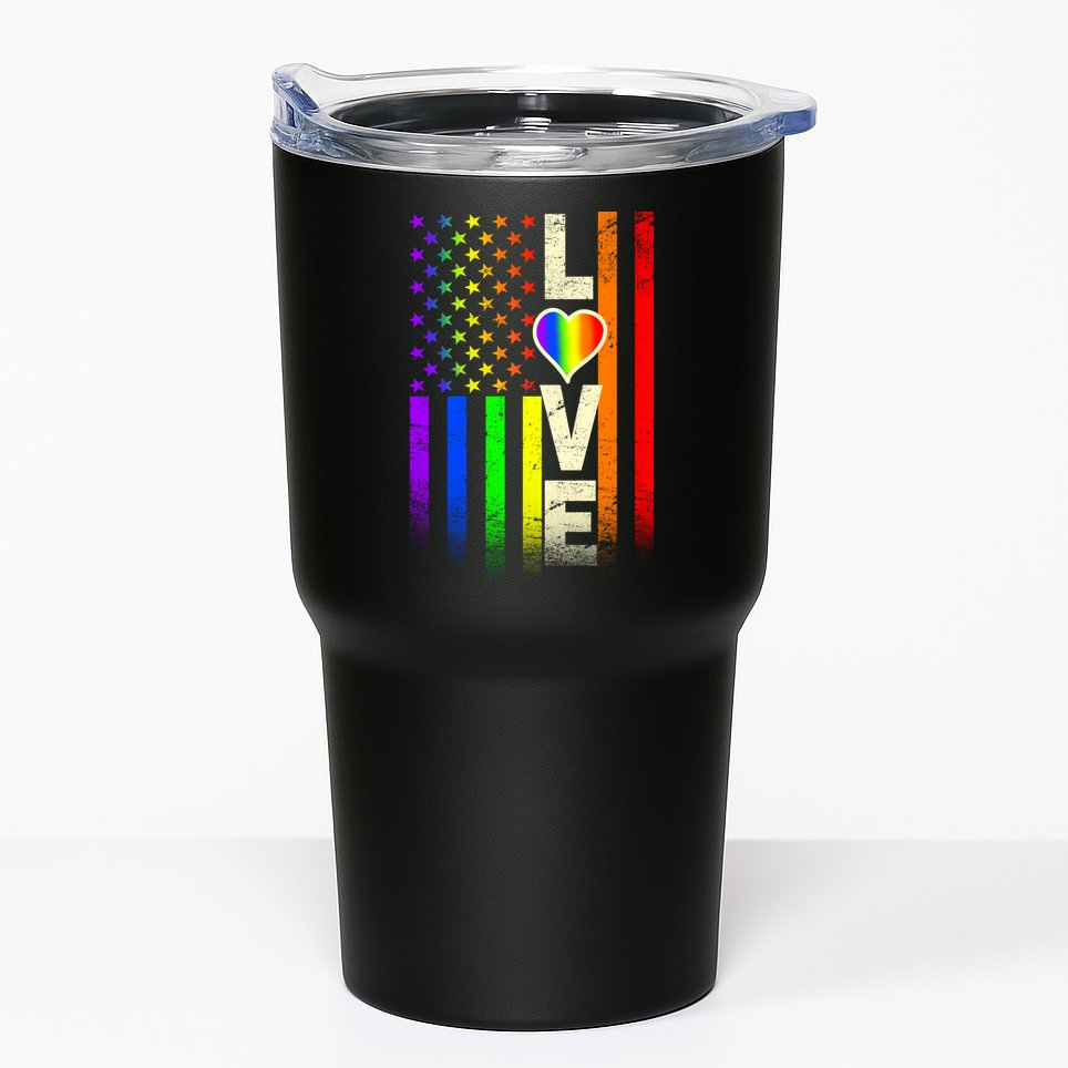 American Love Gay Pride Rainbow Flag Tumbler