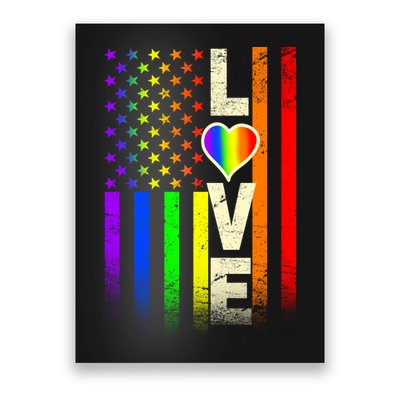 American Love Gay Pride Rainbow Flag Poster