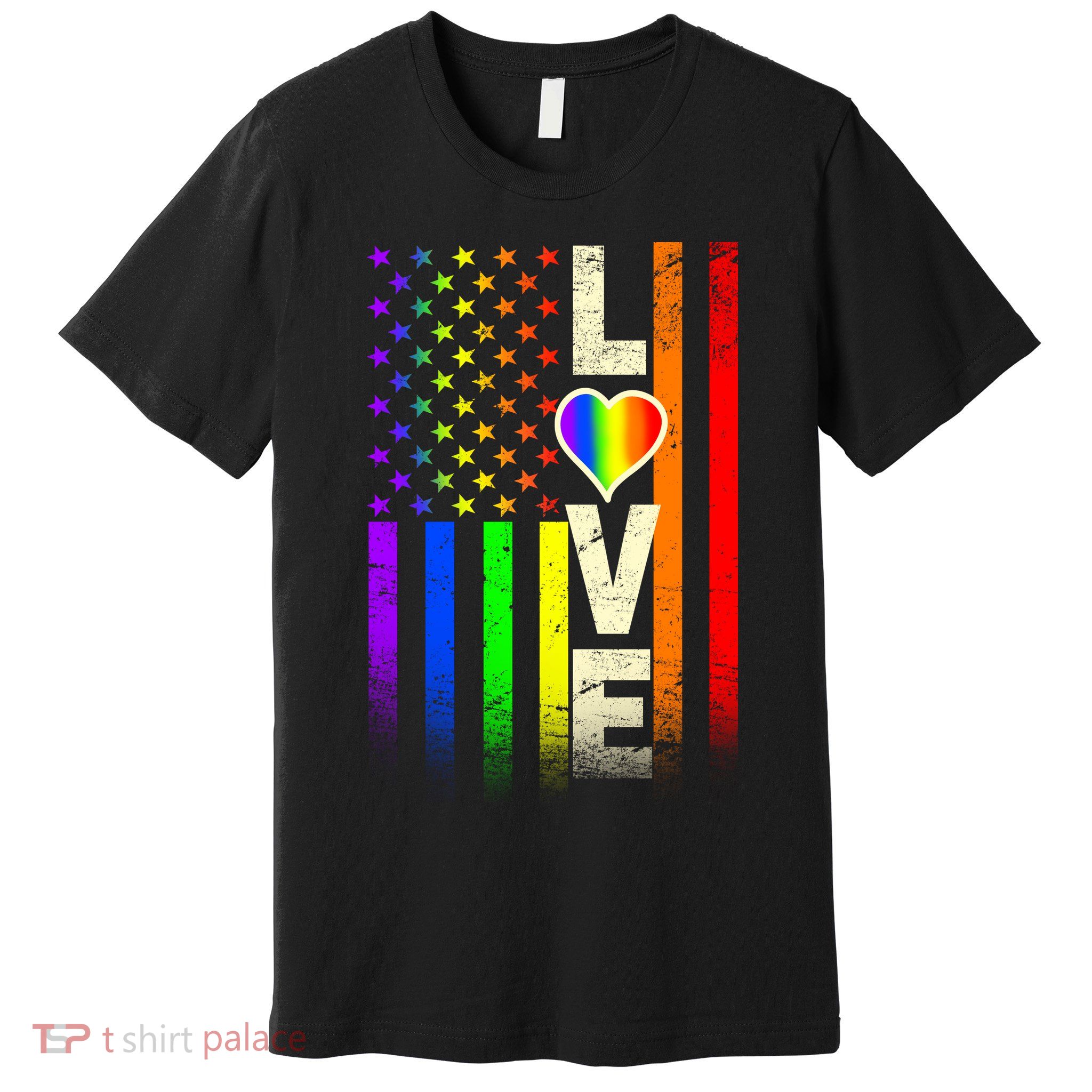 American Love Gay Pride Rainbow Flag Premium T-Shirt