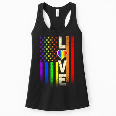 American Love Gay Pride Rainbow Flag Womens Tank Top