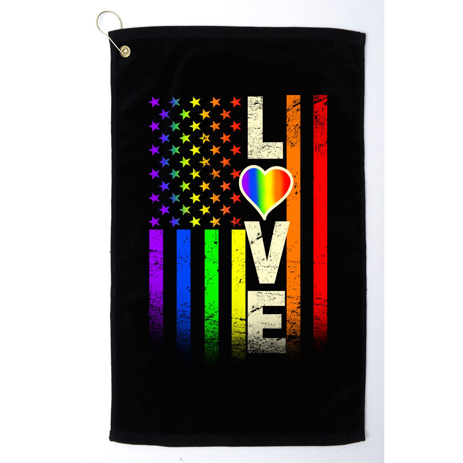 American Love Gay Pride Rainbow Flag Golf Towel
